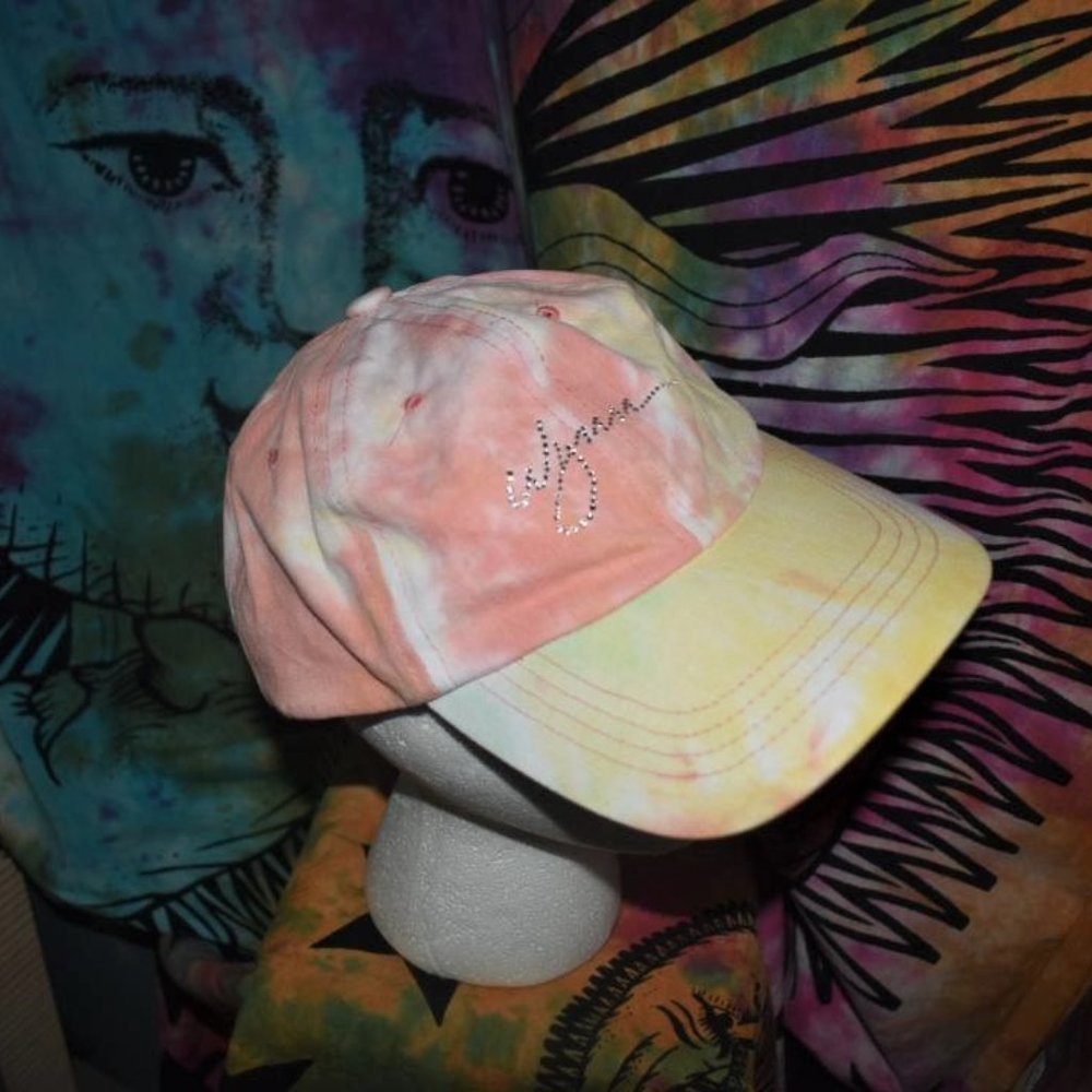 Wynn Headwear Las Vegas Bling Pink Yellow Tie-Dyed Hat Cap Velcro Closure
